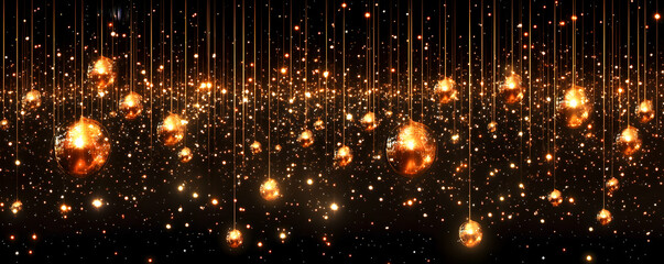 Naklejka premium A mesmerizing display of glowing orbs suspended against a dark backdrop.