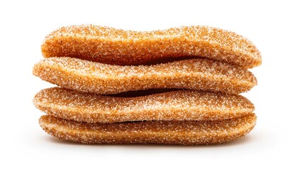 Crispy, sugar-coated snacks stacked on each other, perfect for food photography, menus, or promotional materials related to desserts, treats, or snack foods, These sweet delights appeal visually,