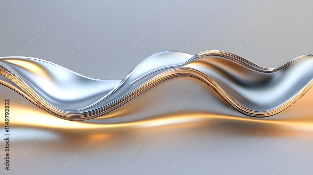 Poster dynamic metallic waves create stunning visuals in contemporary art installation modern gallery abstr