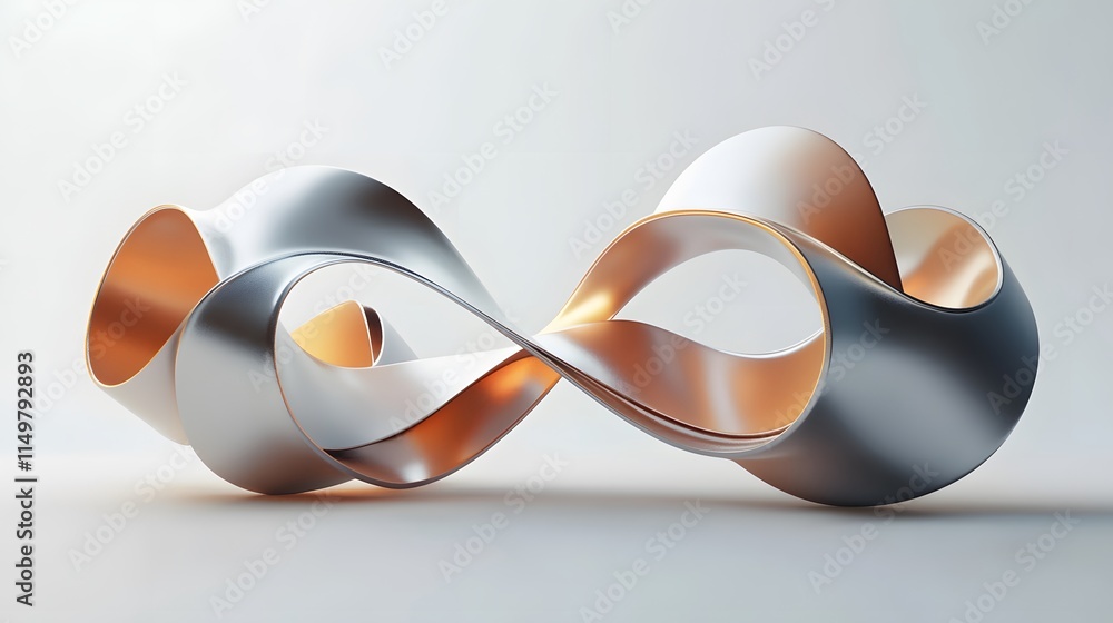 Poster sculptural infinity loop design modern art gallery 3d render minimalist environment close-up view ab