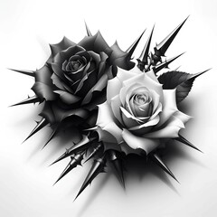 white and black rose
