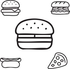 Fast food,Fried chicken,Beverage,Street food vector design icon symbol set