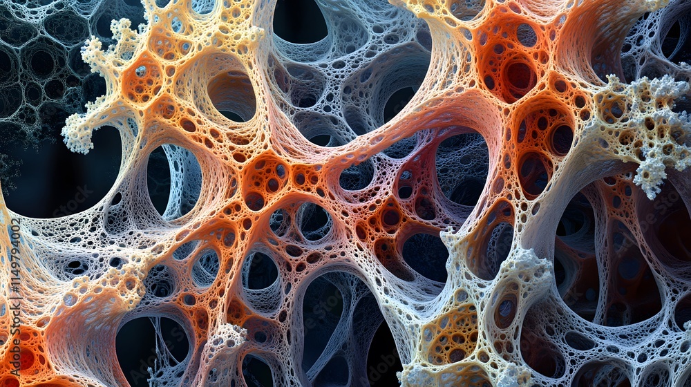 Aufkleber exploring intricate coral-like structures abstract art composition digital artwork dark background m