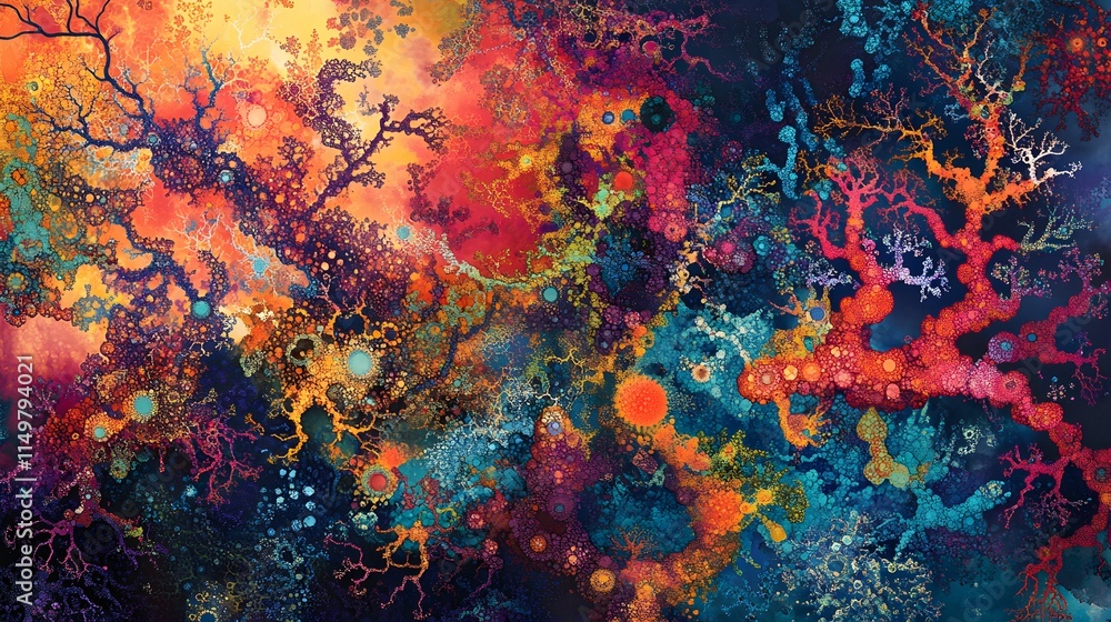 Poster vibrant abstract patterns digital art colorful background creative environment close-up view artisti