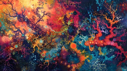 Vibrant abstract patterns digital art colorful background creative environment close-up view artistic expression