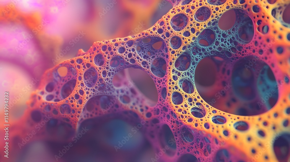 Poster intricate cellular structure in vibrant colors macro photography abstract art science close-up biolo