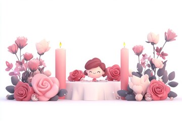 romantic dinner table with candles and flowers creates lovely atmosphere