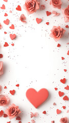 Obraz premium Romantic heart shaped design with roses and small hearts for love