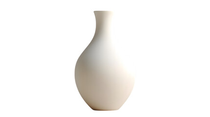 Minimalist white ceramic vase with clean lines and a smooth matte texture, perfect for contemporary interiors. Isolated on transparent background