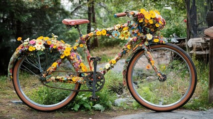 Fototapeta premium A Bicycle Adorned With Flowers