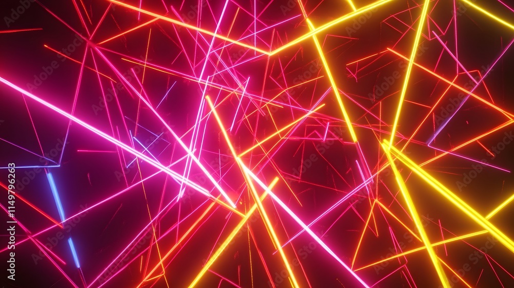 Poster dynamic neon light patterns digital art abstract background vibrant colors close-up view modern desi