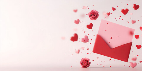 colorful love letter with hearts and roses, perfect for romance