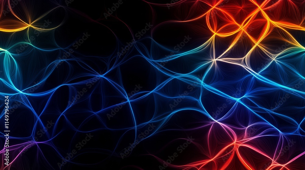 Poster colorful, abstract background with red, blue, and yellow lines. the background is a mix of colors an