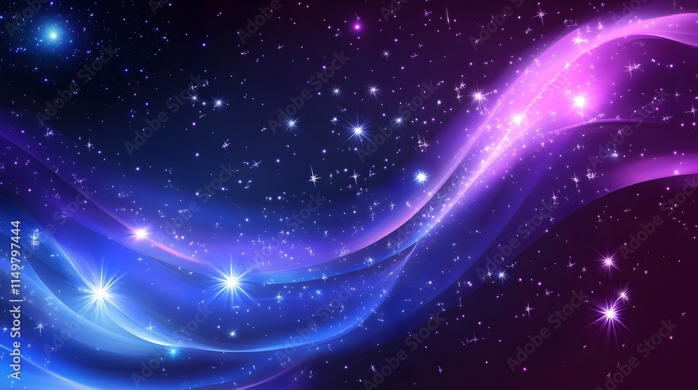 Poster cosmic light waves and starry sky digital art abstract universe colorful background visual concept