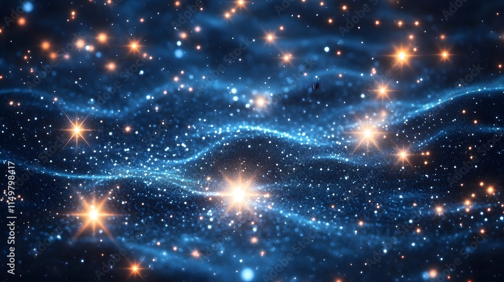 Poster celestial event stars and galaxies outer space digital art cosmic environment wide-angle view univer