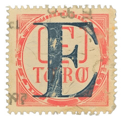 Obraz premium PNG Vintage alphabet E postage stamp.