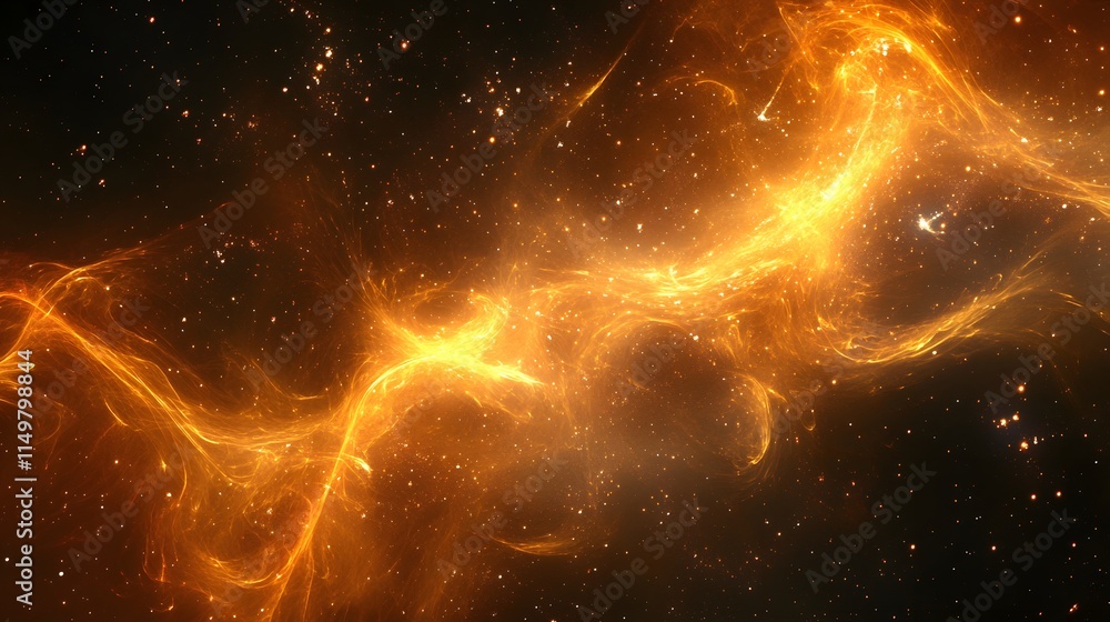 Poster cosmic explosion of golden light in vast space abstract art digital animation stellar environment cl