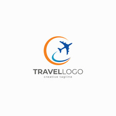 Travel logo, aircraft, airline, jet, fly, airplane, vacation logo template