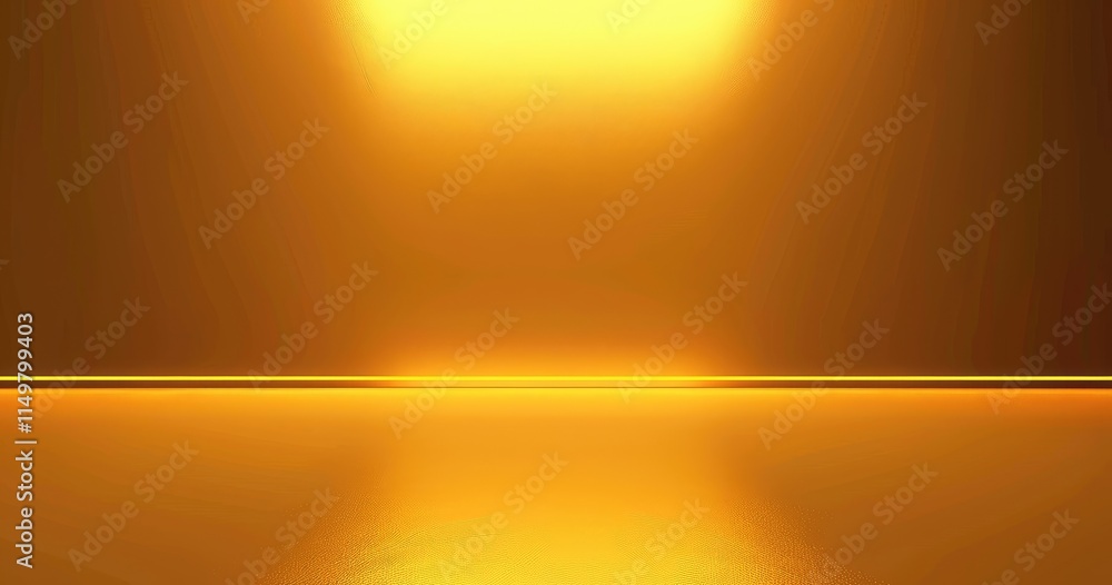 Poster a minimalist golden gradient background with a reflective surface.