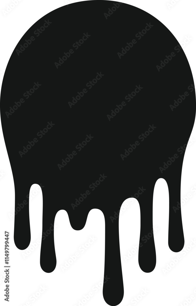 Poster current black paint streams are flowing down from a circle, creating a visually striking image of fl