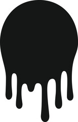 Current black paint streams are flowing down from a circle, creating a visually striking image of fluidity and movement, resembling ink or oil