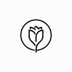 Flower icon, tulip flower logo design fully editable vector template