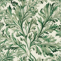 Pattern, Texture With Green Leaves Isolated On White Background. Lay Flat, Top