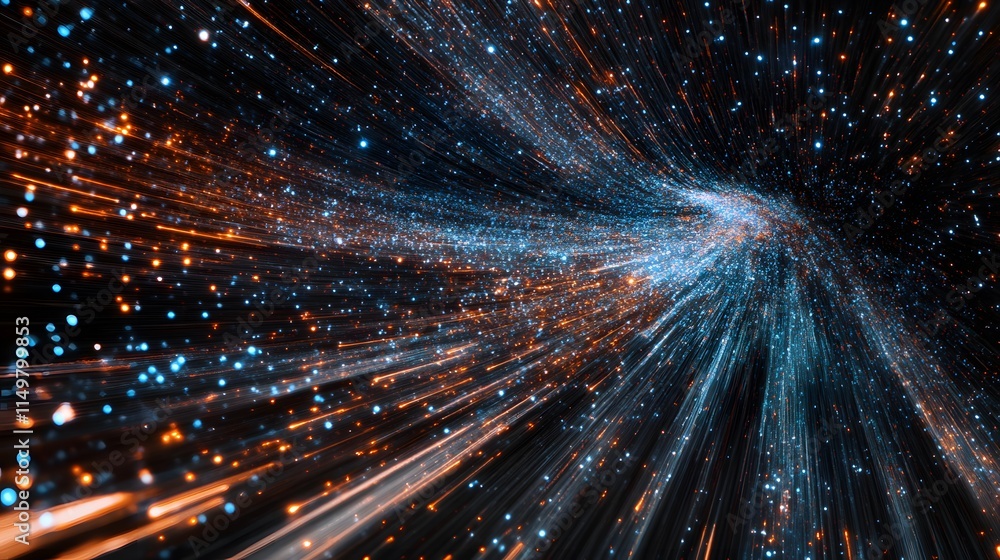 Poster dynamic cosmic energy burst outer space digital art universe abstract stellar motion