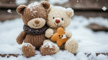 teddy bear in snow