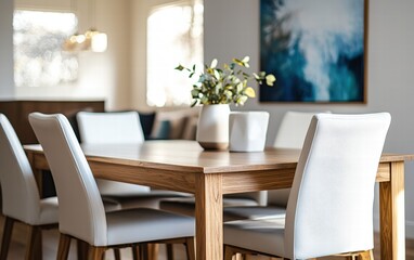 Sleek modern chair with a clean design in a bright dining room