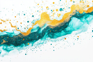 Obraz premium This artwork shows a blue and yellow splash on a white background