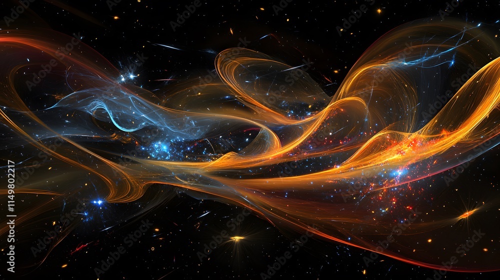 Poster cosmic energy flow outer space abstract art dark environment dynamic viewpoint universe concept
