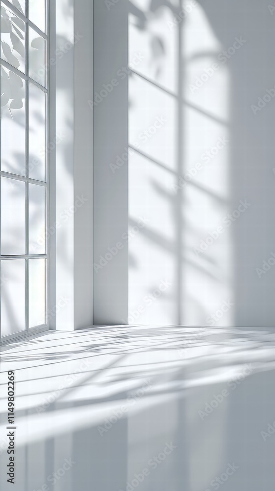 Aufkleber abstract white studio background for product presentation. empty room with shadows of window. displa