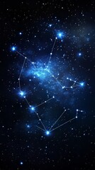 Fototapeta premium Blue night starry sky, space, background for screensaver. astrology, horoscope, zodiac signs. space background. Ultra realistic. Photorealistic