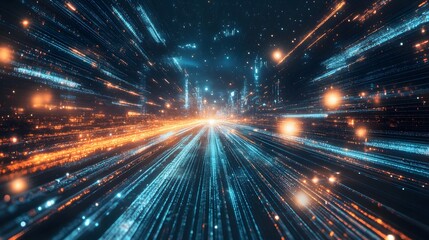 Dynamic light speed visualization digital universe abstract animation futuristic setting immersive perspective