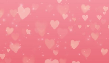 Beautiful heart bokeh on pastel pink gradient background for card, banner and poster. Valentine's day