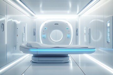 Medical CT or MRI Scan in the modern hospital laboratory. Interior of radiography department.