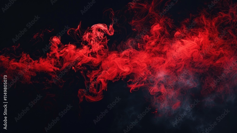 Poster abstract red smoke swirling against a dark background, creating a dynamic visual effect.