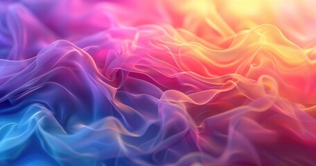 Obraz premium A vibrant, flowing abstract design with soft waves in shades of pink, purple, and blue.