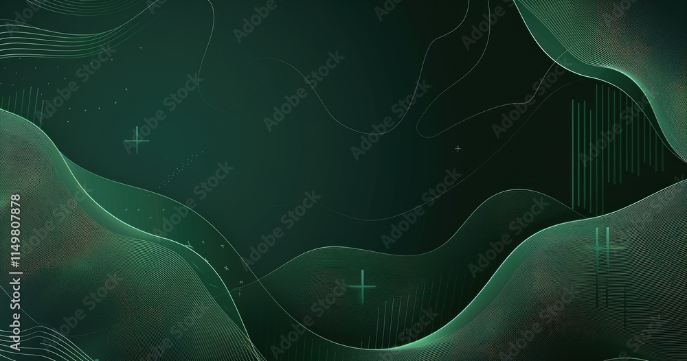 Poster abstract green wave design with subtle patterns, suitable for backgrounds or digital art.