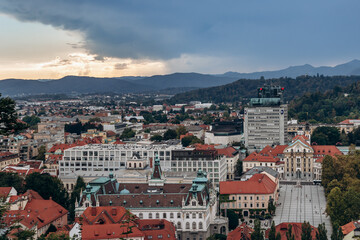 View of Ljubljana city centre from the castle hill