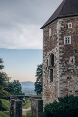 Ljubljana Castle, a castle complex standing on Castle Hill above downtown Ljubljana, the capital of Slovenia.