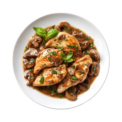 Savory Chicken marsala isolated on transparent background