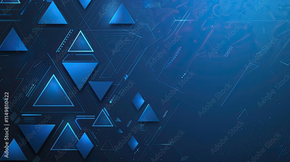 Aufkleber abstract blue geometric design with triangles and digital elements for modern visuals.