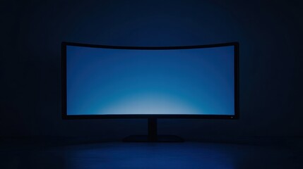 Minimalistic Gaming Room with Glowing Curved Screen