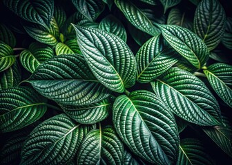 Dark green leaves, hand-drawn botanical illustrations, and low-light nature photography create lush, decorative elements.