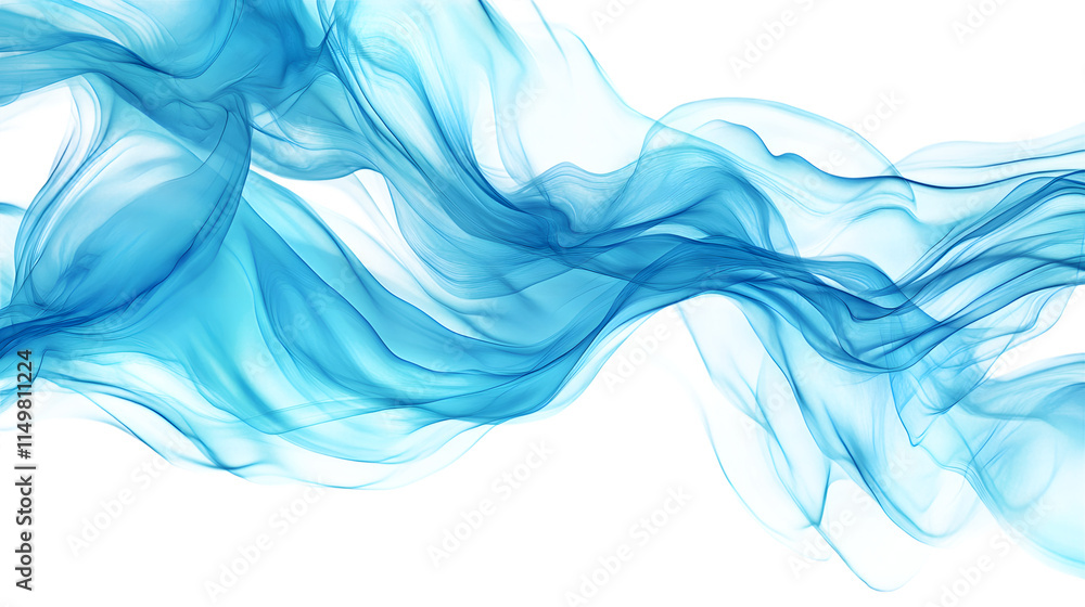 Poster abstract blue and turquoise flowing textures with intricate patterns, creating a serene and artistic