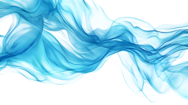 Abstract blue and turquoise flowing textures with intricate patterns, creating a serene and artistic effect. Isolated on white background