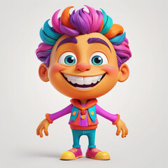 A cartoon character with colorful hair
