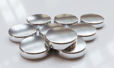 Neodymium magnets isolated on white background. 3D Rendering